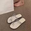 Sandalias de Tanga Estilo Francés para Mujer, Nuevo Modelo Verano 2026, Cómodas y Versátiles, Sandalias de Dedo Romanas de Playa con Pedrería