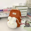 Nova Mochila Escolar Pequena Feminina para Estudante Universitário Cor Sólida Mochila de Coelho Estilo Japonês Estilo Ins Mochila de Menina Suave Menina Fofa