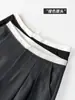 Pantalones de traje grises de alta gama de pierna ancha para mujer, nuevo estilo verano 2026, de cintura alta, adelgazantes, línea A, cropped casual rectos
