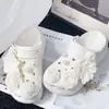 Charms para sapato Croc DIY corrente de pulseira de flor de pérola tridimensional flor de sapato estilo balé removível acessório de sapato decoração