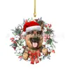 Decoraciones Navideñas Cerdo Gato Perro Sombrero de Papá Noel Colgante Acrílico Plano Festivo Decoraciones Infantiles Colgante