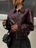 Chaqueta de Manga Larga con Cremallera y Solapa en Stock Moda Nueva 2024 Estilo Callejero de Oficina para Mujer Chaqueta Holgada Transfronteriza Europea y Americana