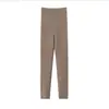 Calça de Tricô Modeladora, Legging de Cintura Alta, Calça Feminina de Cashmere, Engrossada e Quente, Adequada para Usar por Dentro ou por Fora, Cashmere Puro, Corte Justo