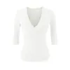 Camiseta Feminina Verão Estilo Americano Picante Decote V Manga Curta Nicho Versátil Moda Casual Temperamento Sexy Estiloso Top Rejuvenescedor
