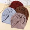Comercio Exterior Sombrero Nuevo para Bebé Delgado Recién Nacido Sombrero Indio Gorro Protección para la Cabeza Bufanda para Niños Gorro de Color Sólido en stock