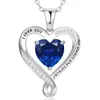 Collar de Plata de Ley S925 Doble Capa con Colgante de Corazón Eterno Transfronterizo Europeo y Americano para Mujer Cadena de Clavícula con Piedra de Nacimiento del Mes