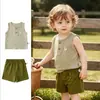 Chaleco Shorts para Bebé Traje de Niño Conjunto de Dos Piezas Delgado de Verano Ropa Infantil 10A Antibacteriano Atuendo de Verano