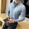 Camisa de Modal de Alta Gama para Hombre Manga Larga Corte Delgado Alta Calidad Primavera Otoño Casual de Negocios Formal Profesional Camisa Blanca Sin Costuras