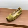 Zapatos retro de gamuza con punta cuadrada para aumentar la altura, nuevos planos de ballet versátiles para otoño, con lazo