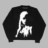 Sudadera Negra Otoño e Invierno Calle Suelta Jersey Pulóver Diseño Casual Nicho Cuello Redondo Suelta Manga Larga Top