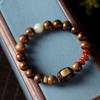 Pulsera de Madera de Águila Negra de Borneo con Pulsera de Cinco Transferencias de Caqui Negro Wen Juega Pulsera de Cuentas de Buda Mayoreo