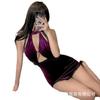 Lingerie Sexy Sexy Vazada Feminina de Pescoço Pendurado com Gancho Cheongsam Sem Alças Quente Sexy Uniforme Tentação Pijama