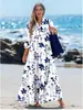 En stock AliExpress Primavera y Otoño Vestido Largo Francés de Cuello en V Ceñido a la Cintura, Vestido Elegante de Manga Larga Estilo Europeo y Americano, Nuevo Modelo 2026