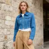 Top Jeans Versátil e Fashion 2026 Outono Novo Estilo Europeu e Americano Jaqueta Curta Slim Fit para Mulheres