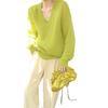 Top de Punto Verde de Manga Larga, Suéter Moderno y Elegante para Mujer, Ropa Casual, Estilo de Alta Gama para Mujeres Petite, Estilo Maduro y Sofisticado
