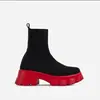 Comercio exterior transfronterizo otoño e invierno 2023 botas de punto talla grande suela gruesa cómodas botas calcetín para mujer europeas y americanas caña baja color liso