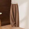 Pantalones de pierna ancha de cintura alta para mujer, moda de invierno, elegantes, mezcla de lana, pierna recta ajustada, nuevo estilo 2026, ropa exterior casual para mujer