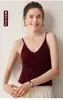 Chaleco Fino de Punto 100% Cachemir sin Costuras de una Sola Pieza con Tirantes Finos tipo Espagueti para Mujer, Cuello en V, Corte Ajustado, Top Base para Otoño/Invierno, Top para Llevar por Debajo