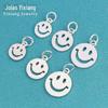 925 prata diy estilo coreano pingente acessórios brilhante smiley face pingente pulseira colar pingente acessórios 8mm10mm