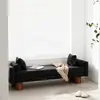 Taburete de sofá minimalista nórdico con tela y patas de madera maciza, adecuado para hotel, hogar, vestidor, sala de estar, recepción, dormitorio y pie de cama