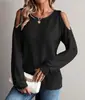 2025 Europeos y Americanos Transfronterizos Amazon Temu Otoño e Invierno Nuevas Blusas Holgadas Descubiertas de Hombro Camisetas Casuales de Manga Larga para Mujer