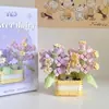 Suculento Ramo de Rosas en Maceta, Planta de Flores Eternas, Juguete Educativo de Ensamblaje, Regalo de Cumpleaños para Niña, Bloques de Construcción al por Mayor
