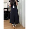 Falda Azul Marino para Mujer, Nuevo Estilo Primavera y Otoño, Cubre Cadera, Adelgazante, Dobladillo Irregular, Tallas Grandes, Falda Larga de Cintura Alta