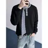 2026 Huamian Diseño Primavera y Otoño Juventud Patchwork Cuadros Corbata Sudadera Camisa de Manga Larga Retro para Hombre Top