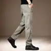 Pantalones casuales nuevos color verde militar 2024 para hombre, cintura media-alta, pierna recta, cónico, resistentes a las arrugas, sin planchado, pantalones largos de algodón, Gikenti