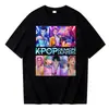 Camiseta Kpop Demon Slayer Saja Boys Harajuku Mujeres Niñas Huntrix Cuello Redondo Camisa de Verano Regalo Rosa