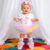 Ropa Más Vendida para Bebé Niña de Amazon Set de Cumpleaños Festivo Vestido Mameluco para Bebé Mono con Letras de Dibujos Animados