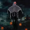 Decoración de Halloween Fantasma Colgante que Brilla y Controlado por Sonido Calavera Fantasma de Gasa Cara de Fantasma Entrada de Casa Embrujada Accesorios de Terror Colgante de Fantasma