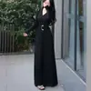 Vestido de manga larga plisado con cuello en V de color puro, temperamento elegante, tacto de alta gama, cintura ceñida, corte ajustado, dobladillo amplio, falda larga, mujer, otoño