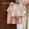 Conjunto de Verano Elegante para Niña 2026 Nuevo Estilo Conjunto de Dos Piezas con Chaleco de Gato y Lazo y Pantalones de Pierna Ancha para Niña Pequeña