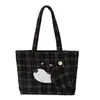 Bolsa de Tela Estilo Coreano con Dibujo de Cachorro para Mujer 2026 Nuevo Bolso de Mano de Gamuza a Cuadros Gran Capacidad Estilo Perezoso Bolso de Hombro