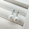 Brincos de Pérola Arroz 8-9mm com Pino de Prata 925, Estilo Levemente Luxuoso, Brincos de Estilo Japonês de Nicho, Brincos de Pérola de Água Doce Naturais