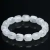 Pulseira de Contas Cilíndricas Pedra Fantasma Branca Natural de Cristal, Pulseira de Pedra Fantasma Floco de Neve Branco Tipo Gelo Atacado, Direto do Fabricante