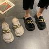 Pantuflas de punta cerrada para mujer, ropa exterior 2022, nueva moda versátil estilo coreano, suela gruesa, zapatos de plataforma de celebridad de internet ins, moda de verano