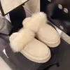 Pantuflas de Invierno Gruesas y Peludas para Mujer, Calzado Exterior, Zapatillas Cerradas que Aumentan la Altura 5cm, Forradas de Felpa, Cálidas, Perezosas, Slip-On, Nieve