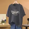 Camiseta de Algodón Puro de Verano de Manga Corta de Longitud Media para Mujer, Talla Grande, Corte Holgado, Cubre los Glúteos, Oculta el Vientre, Efecto Adelgazante, Top de Tallas Grandes