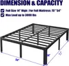 Estrutura de Cama Queen Alta de 14 polegadas Sem Necessidade de Box Spring, Estrutura de Cama Plataforma de Metal Resistente Tamanho Queen com Cantos Arredondados, Montagem Fácil, Sem Ruído, Preto