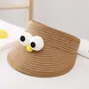 Sombrero de verano para niños, sombrero de paja con parte superior vacía, protector solar para niñas, sombrero con lazo de encaje, sombrero de moda al por mayor