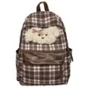 Nova Mochila Xadrez, Bolsa Retro e Versátil para Estudante Universitária de Campus, Mochila Casual Leve para o Dia a Dia