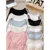 Conjunto de Dos Piezas Ruoxin Camiseta Casual de Manga Larga con Cuello Cruzado en V Camisola de Encaje con Cuello en V Chaleco de Espalda Cruzada Conjunto de Dos Piezas en Capas
