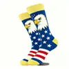 Calcetines de Jacquard de Media Pantorrilla con Tema de Bandera Americana Transfronterizos, Calcetines Personalizados de Moda para el Día de la Independencia, Calcetines de Algodón Jacquard Unisex de Alta Venta