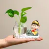 Jarrón Hidropónico Cerámico Guardián del Zodiaco, Contenedor para Arreglos Florales de Plantas Verdes, Adorno Decorativo Creativo para Mesa de Sala de Estar, Regalo