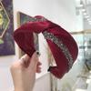 Accesorios para el cabello al por mayor coreanos con tiras de diamantes envueltas alrededor de diademas para mujer Diademas K-Style nuevas simples de tela de color puro de ala ancha