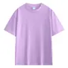 Camiseta holgada de manga corta de algodón peinado puro de 230 g para hombre, con hombros descubiertos, color blanco puro, estilo americano, de manga corta pesada.