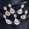 Aretes de Zircón Elegantes Personalizados de Gota de Agua con Borla de Venta Caliente Europeos y Americanos Aretes Versátiles de Moda Accesorios para Banquete de Boda para Novia