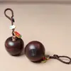Llavero de Manzana de Madera Nochebuena Creativo Realista Bolsa de Frutas Colgante para Teléfono Regalo para Amigos